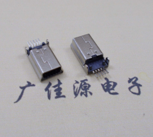 河北MINI USB公头 5pin端子贴板带柱 10.7mm体长