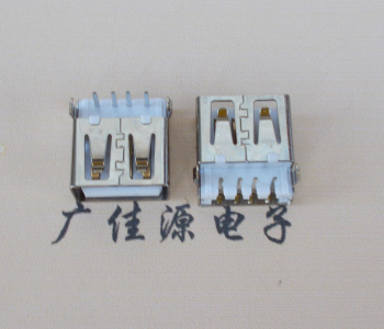 河北USB母座接口 AF90度沉板1.9引脚4P插件白胶芯直边