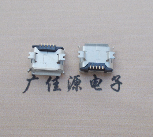 河北Micro USB 5PIN接口,B型垫高0.9mm鱼叉脚贴片雾锡卷边